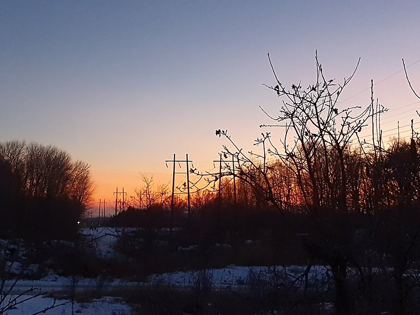 Vinterbild i soluppgång